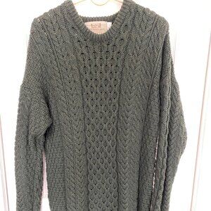 aran crafts green wool pullover sweater men's L